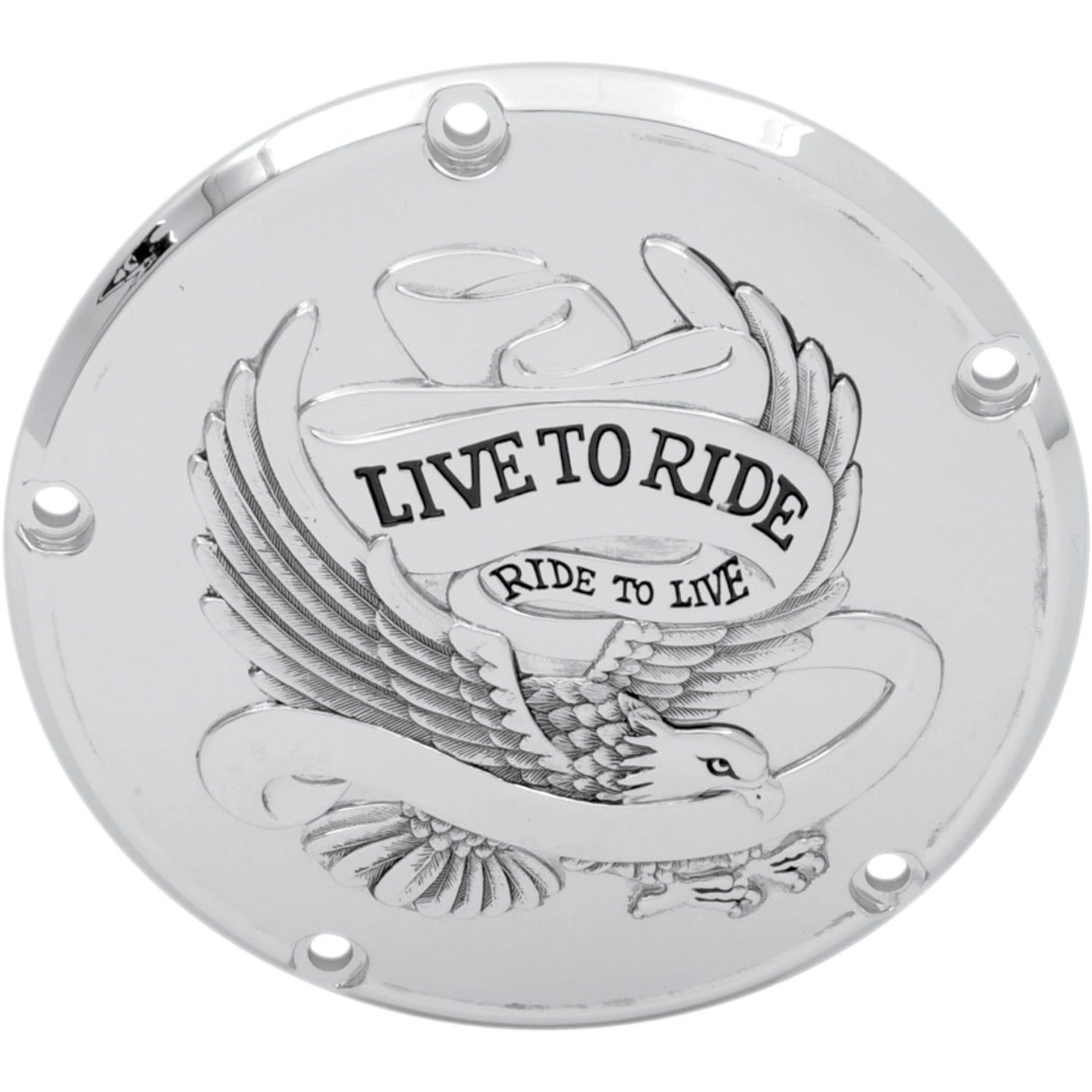 Drag Specialties Live to Ride Derby Cover 5-Hole Chrome Big Twin For Harley Motorcycles 1999-2018
