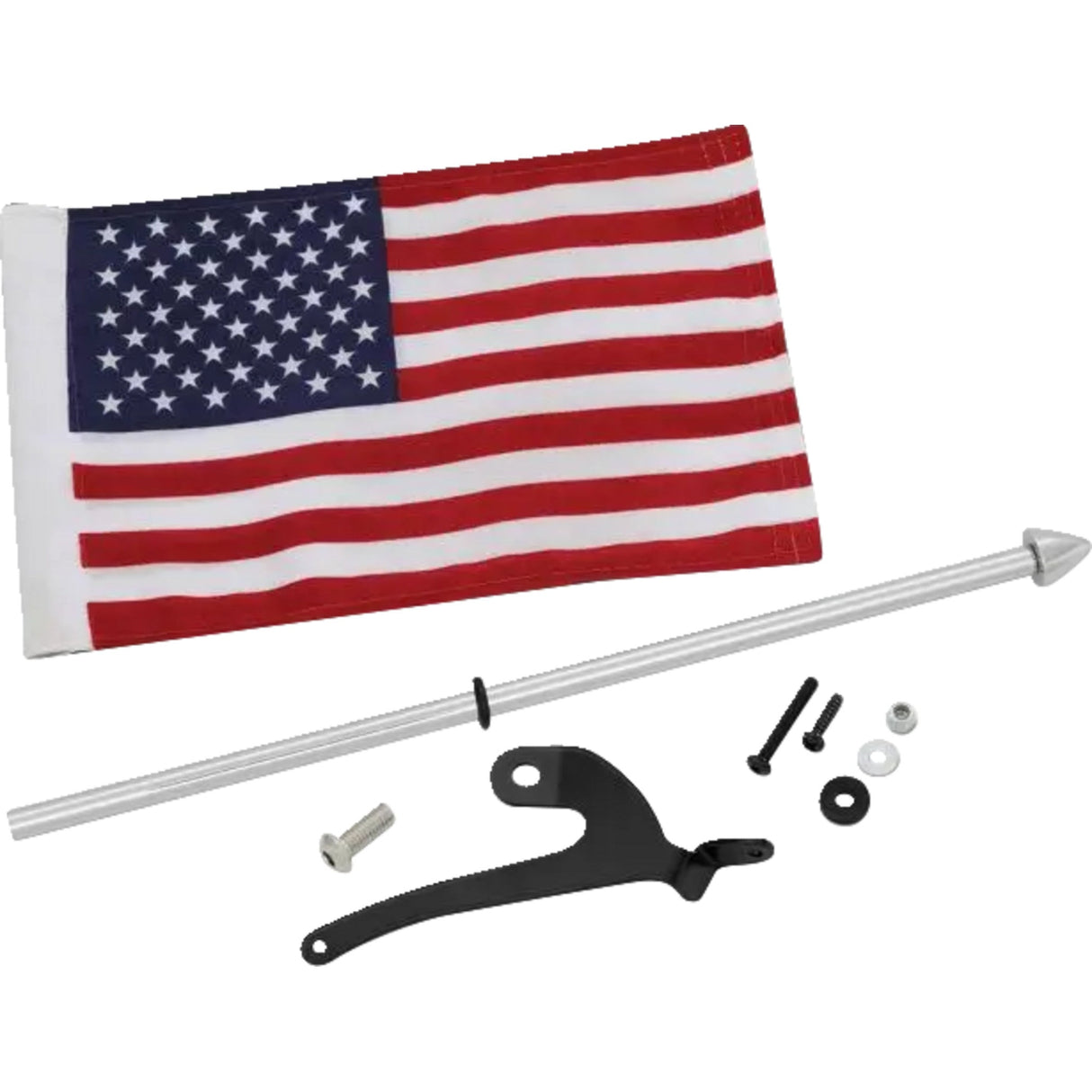 SHOW CHROME 0521-2067 41-210R Flag Pole For Can-Am RT with US Flag Flag Pole - Right - Chrome - Can-Am RT/F3