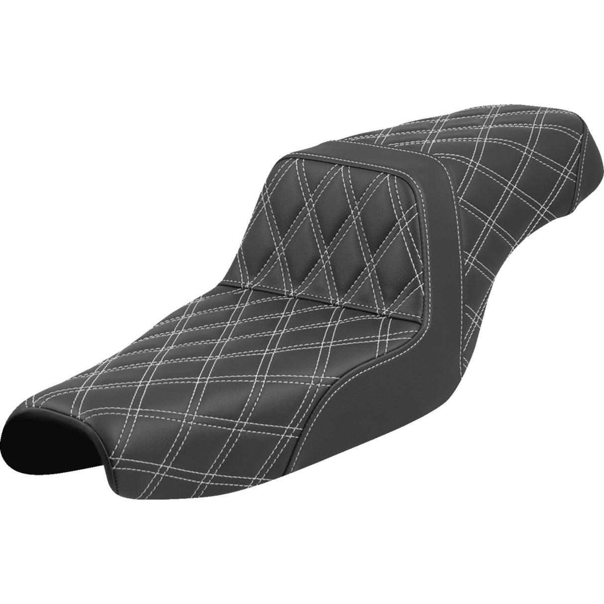 Saddlemen Lattice Stitch Step-Up Seat White Stitch - 807-11-17506 For Harley Sportster 2004-2022 (3.3G Tank)