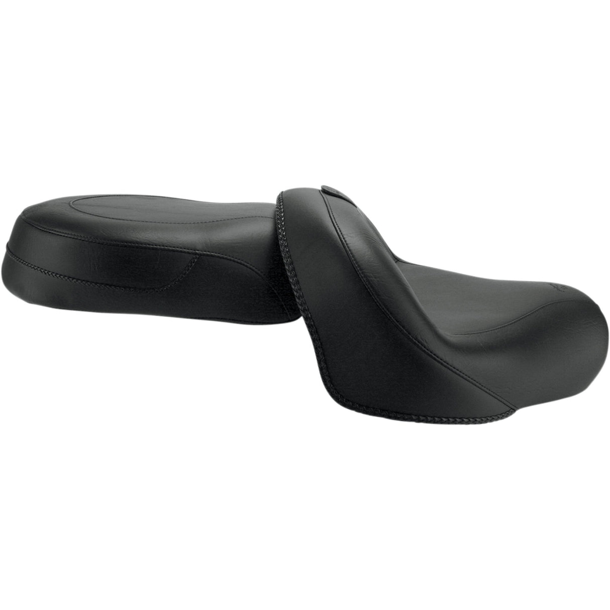 MUSTANG 0810-0705 79571 Vintage Wide Touring Seat With Driver Backrest Seat - Vintage - Wide - Touring - With Driver Backrest - Two-Piece - Smooth - Black - VStar 950