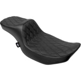 DRAG SPECIALTIES SEATS 0801-2034 Extended Reach Predator III Seat Extended Reach Predator III Set - Double Diamond - Black Stitching - Vinyl - FLH/FLT '23-'24