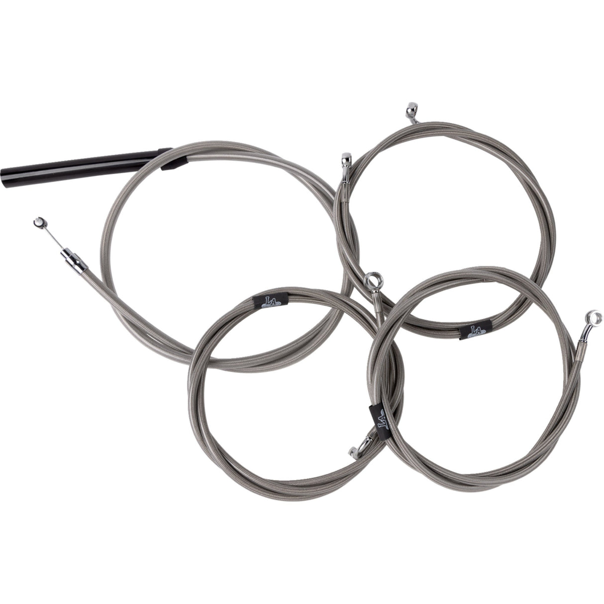 LA Choppers Complete Stainless Braided Handlebar Cable Brake Line Kit — Cable Kit 18"-20" Handlebars - LA-8059KT2-19 For Harley Touring 2023-2026
