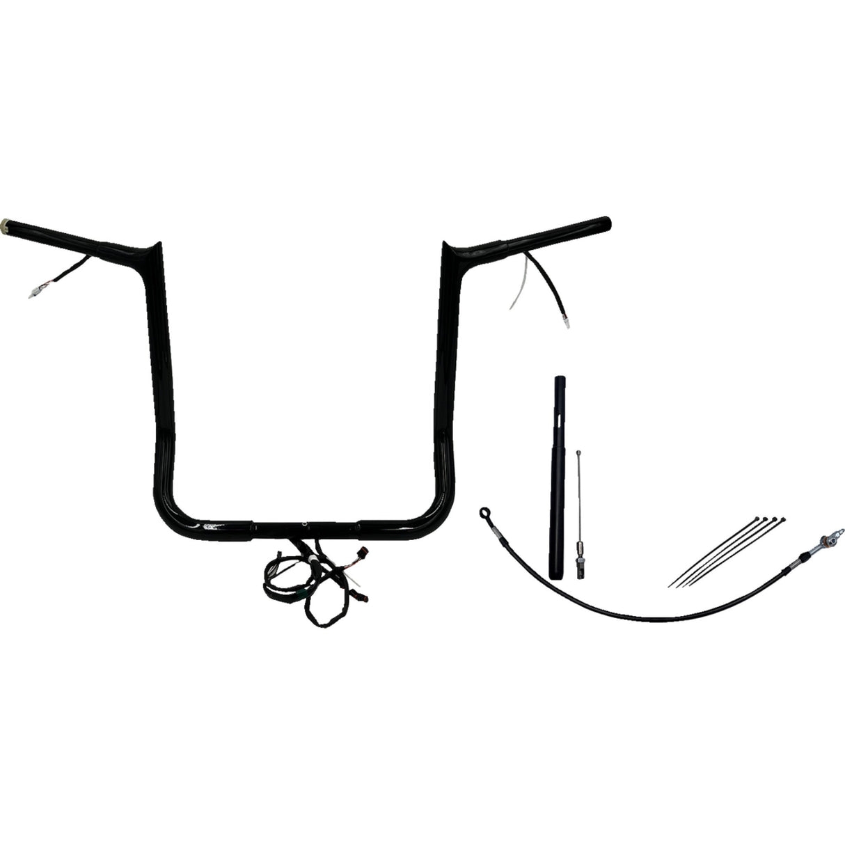 FAT Baggers INC. EZ Install Wired 1-1/4" Pointed Top Handlebar Kit 16" Black - 912016-B For Harley Touring 2021-2022