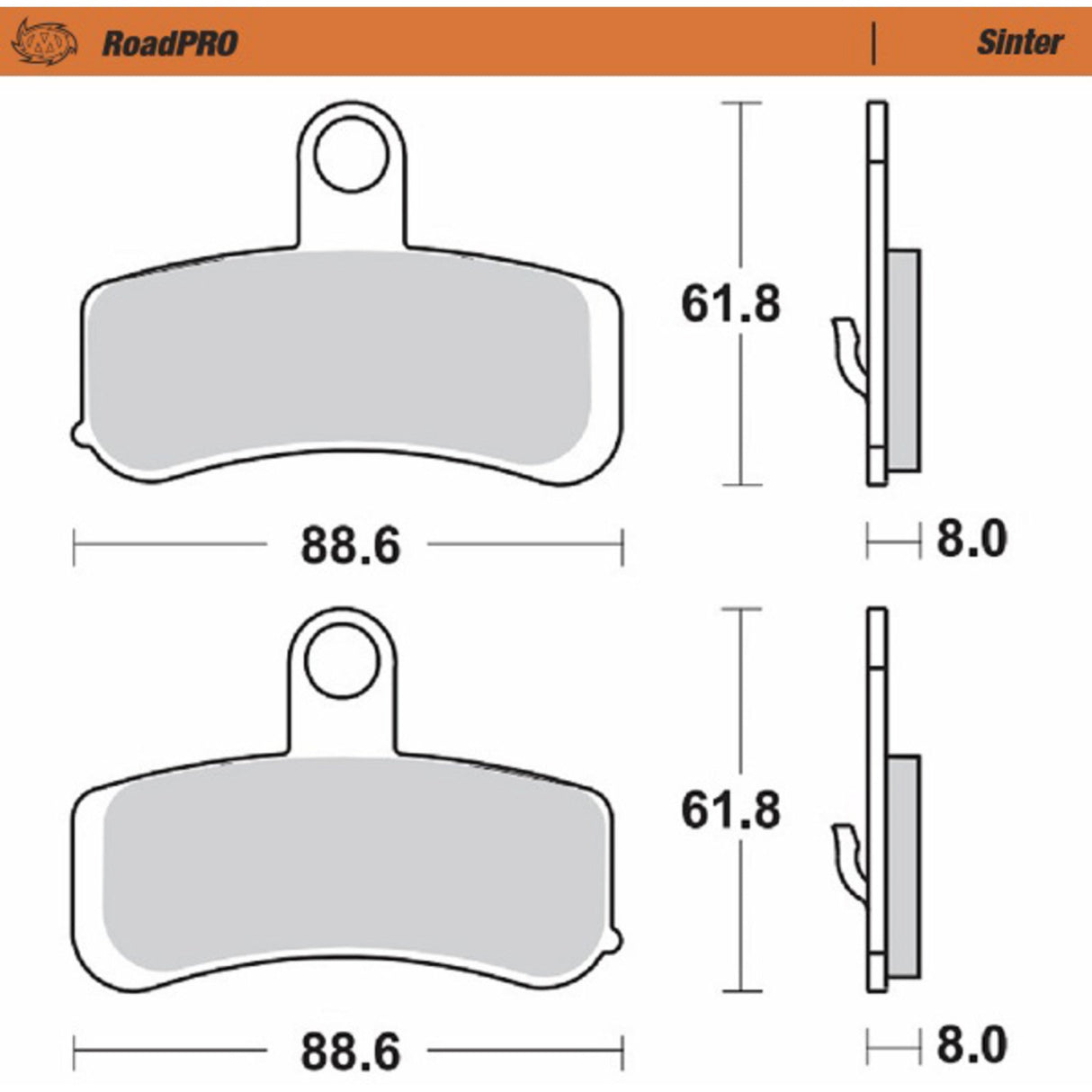 MOTO-MASTER 1721-3487 411501-PU RoadPro Sintered Metal Brake Pads Brake Pads - Sintered Series