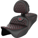 Saddlemen Honeycomb Roadsofa™ Seat Honeycomb Red Stitch With Backrest - 808-07B-189B4 For Harley Touring 2008-2025