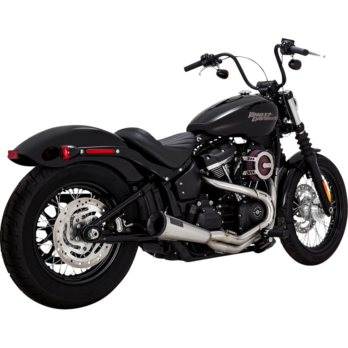 Vance & Hines 2-Into-1 Upsweep Exhaust System Brushed Stainless Steel - 27323 For Harley Softail 2018-2024