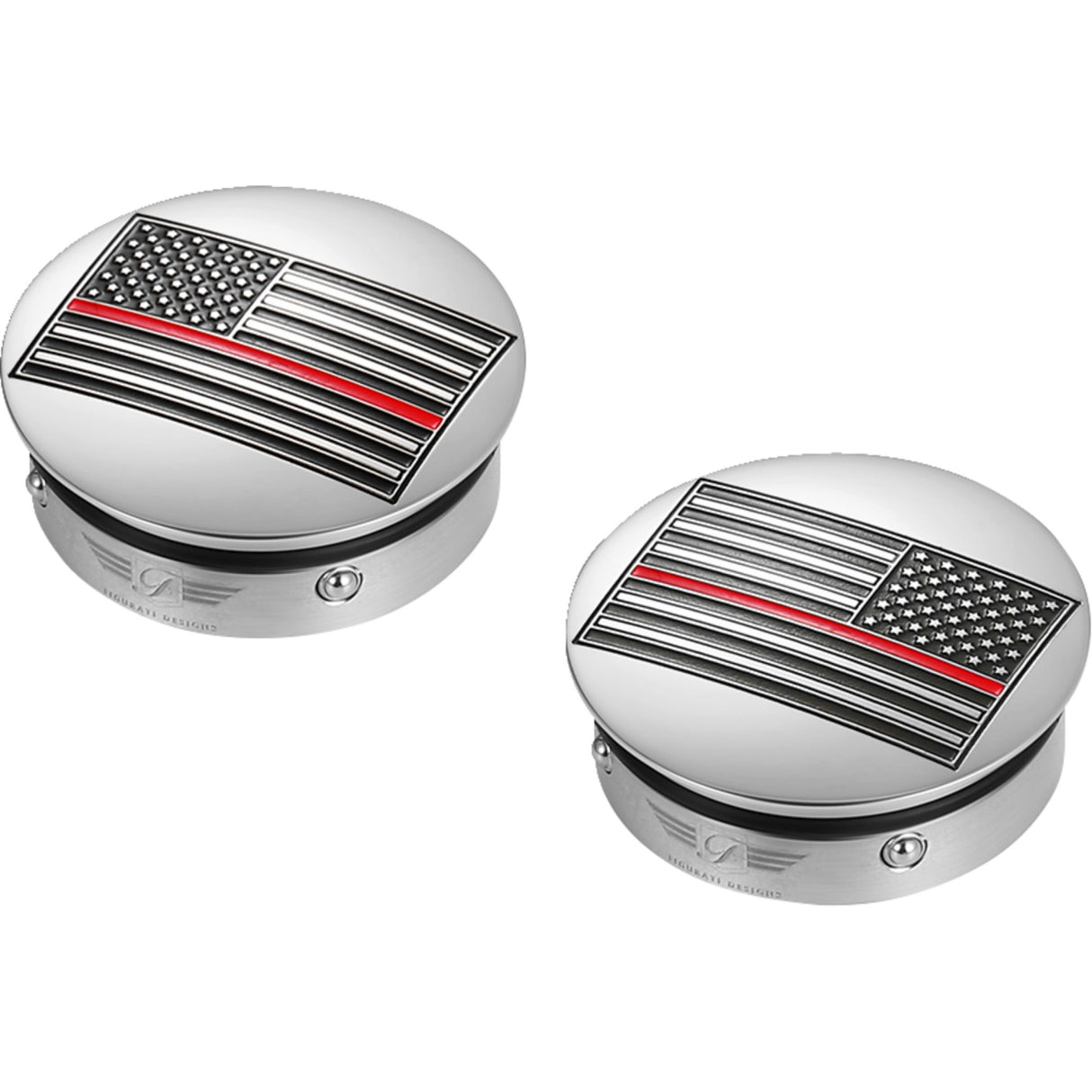 Figurati Designs Swing Arm Covers Red Line American Flag Custom Reversed - FD73-AFRL-SS For Harley Motorcycles 1980-2026