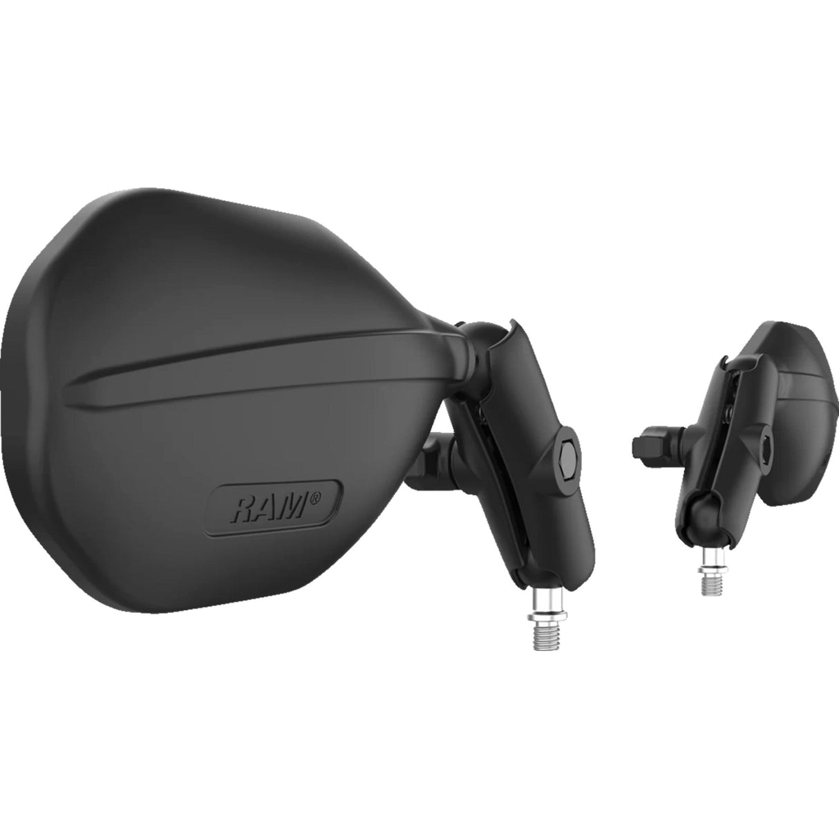 RAM MOUNTS 0640-1717 RAM-B-349-465RL Tough-Mirror™ Kit with M10-1.25 Bases - Medium Arm Tough-Mirror™ - Side View - Oval - Black - Left/Right - Medium Arm