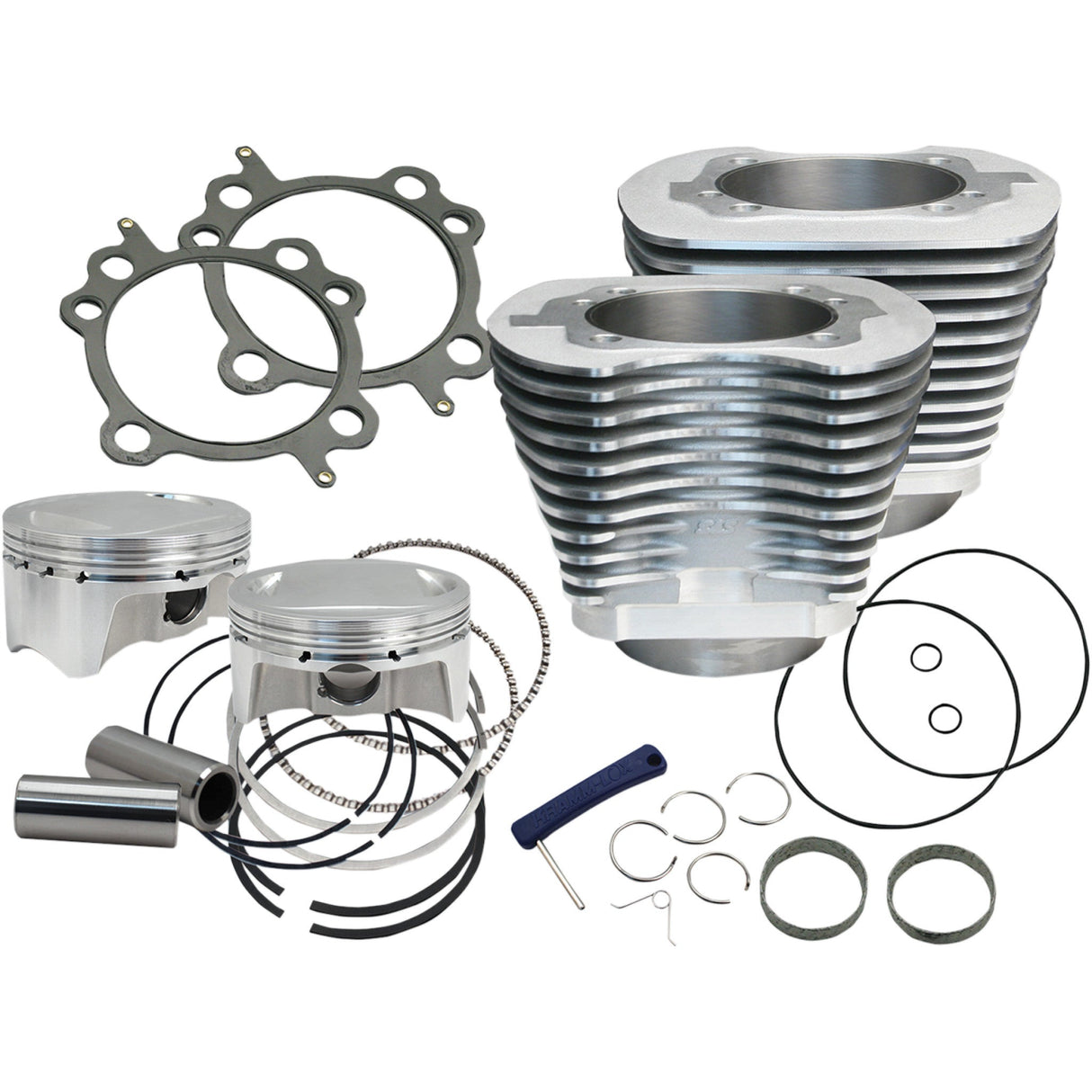 S&S Cycle Big Bore Cylinder Kit Silver Twin Cam - 910-0480 For Harley Motorcycles 2007-2017