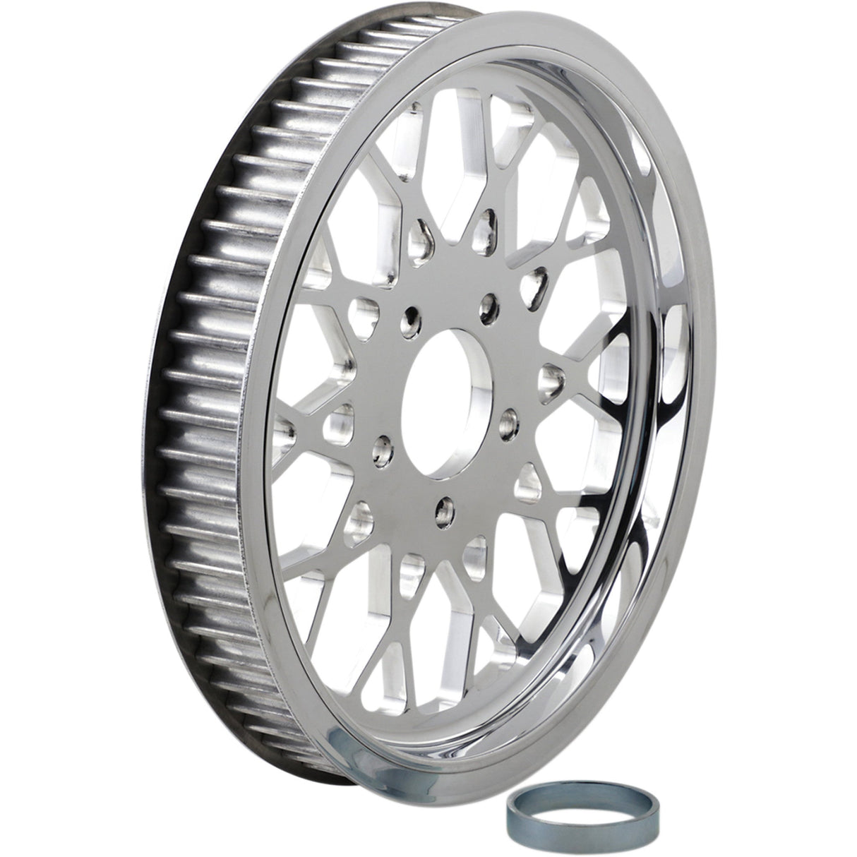 BELT DRIVES LTD. DS-325824 RPMS-65 Polished 1-1/2" Rear Belt Pulley 1.50" Pulley - Mesh - 65 Tooth