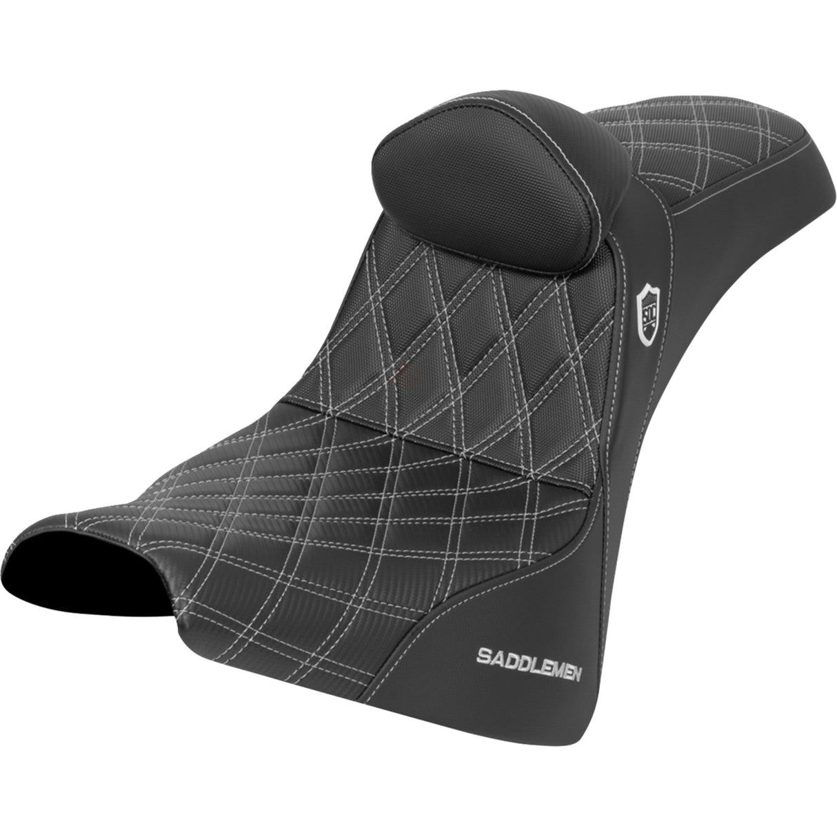 Saddlemen Pro Series SDC Performance Grip Seat With Backrest Silver Stitch Gripper - SC81830DB5 For Harley Softail 2018-2025