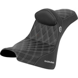Saddlemen Pro Series SDC Performance Grip Seat With Backrest Silver Stitch Gripper - SC81830DB5 For Harley Softail 2018-2025