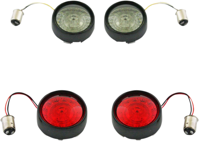 Complete Front & Rear Turn Signal Conversion Kit with Bullet Bezel Lenses