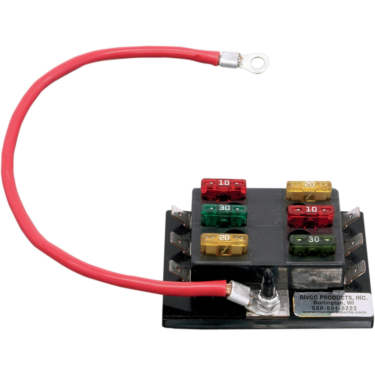 RIVCO PRODUCTS 2120-0389 FUSBLK 6-Circuit Fuse Terminal Block 6-Circuit Fuse Box - Universal