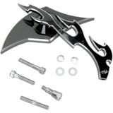 PRO-ONE PERF.MFG. 0640-0246 104230B Billet Aluminum Mirror Mirror - Flame - Side View - Milled - Oblong - Black/Chrome - Right