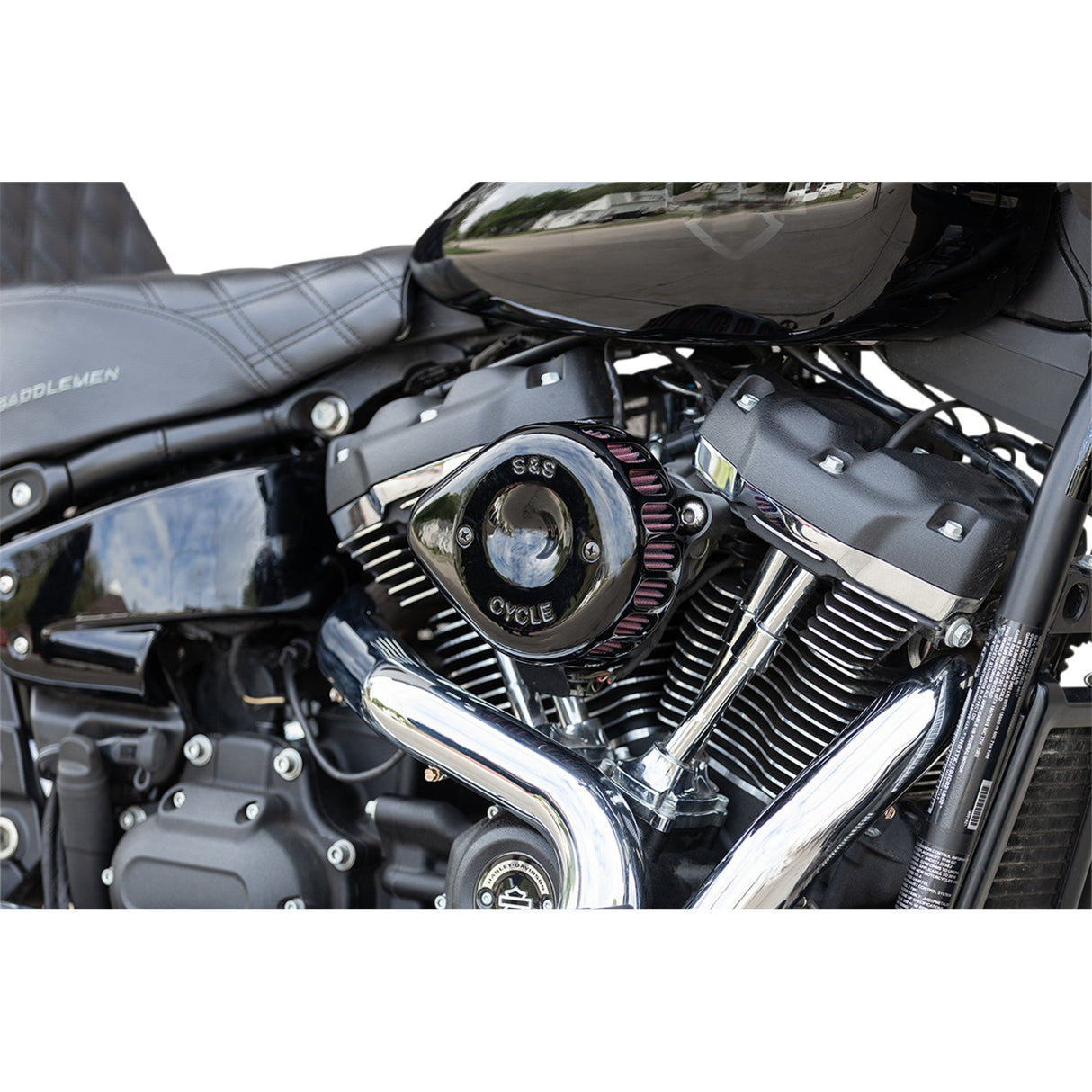 S&S Cycle Mini Teardrop Stealth Air Cleaner Kit Gloss Black - 170-0436C For Harley Motorcycles 2017-2024