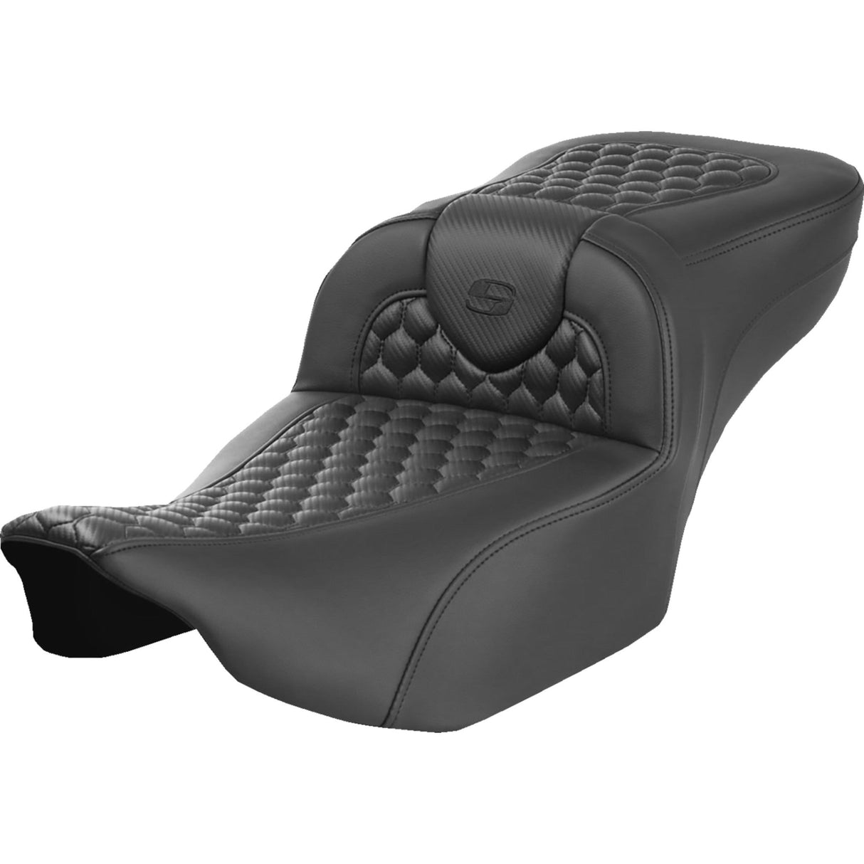 SADDLEMEN 0801-2046 823-07-190A0 Roadsofa™ Extended Reach Heated Seat Heated RoadSofa™ Seat - Extended Reach - Honeycomb Stitch - w/o Backrest - FLT/FLH ’23-‘24