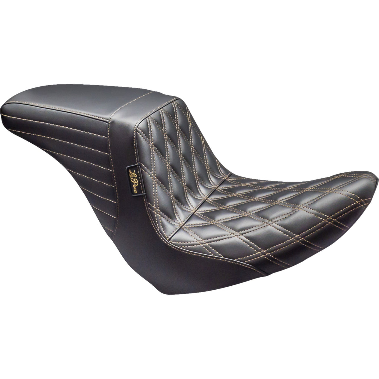 LePera Kickflip Up Front Seat Double Diamond With Chestnut Thread Black FL FX - LYRU-590DD-CHET For Harley Softail 2018-2024