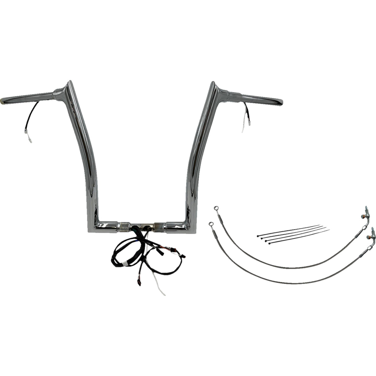 FAT BAGGERS INC. 0601-6191 801316 EZ Install Wired 1-1/2" Pointed Top Handlebar Kit - 16" - Chrome
