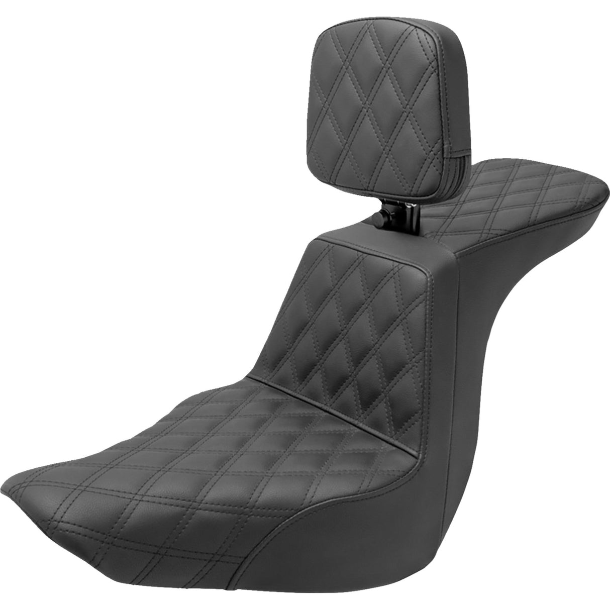 Saddlemen Tour Step-Up Seat Rider Backrest Full Latice Stitch - 818-29-195BR For Harley Softail 2018-2026