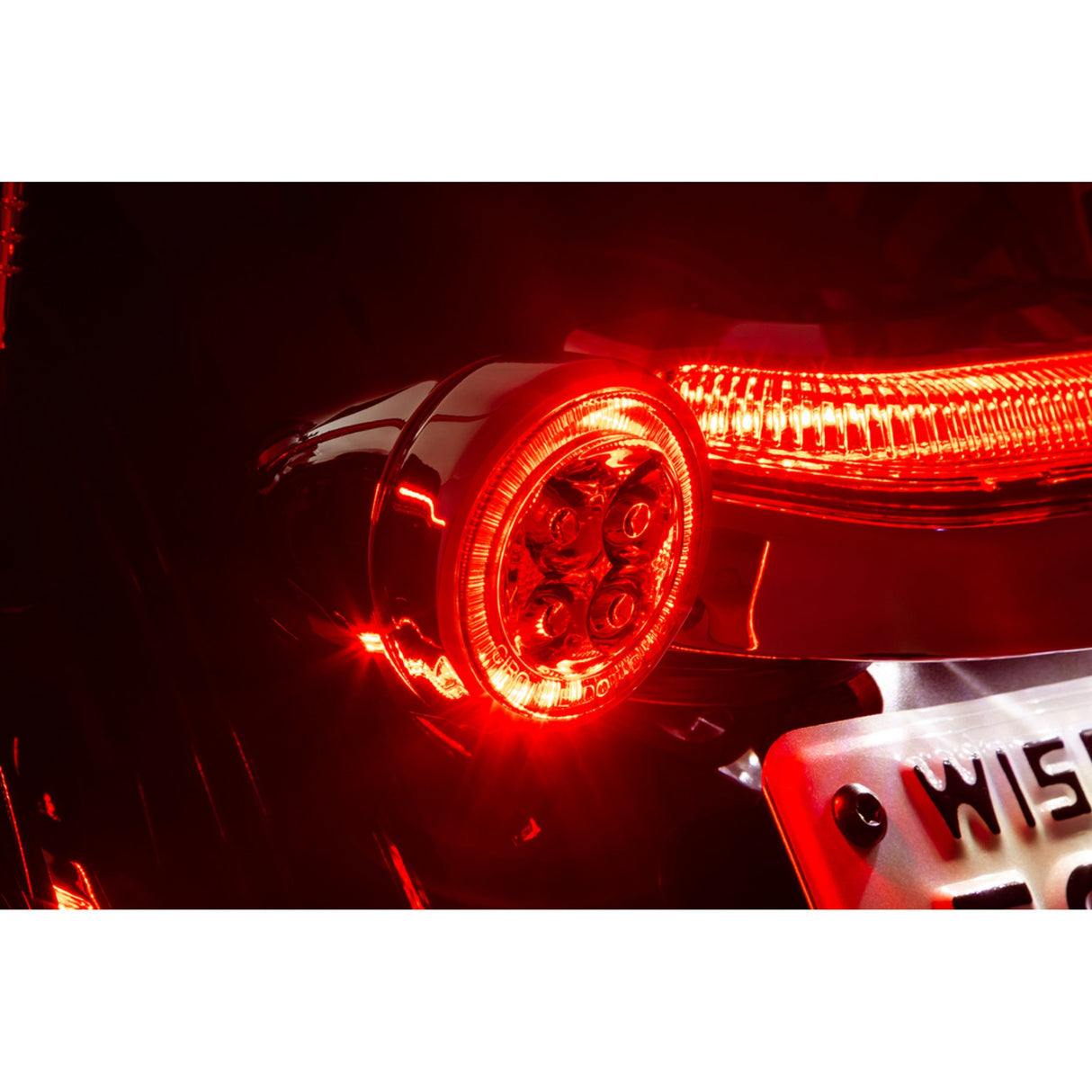 Ciro Fang® Rear Turn Signal Light Inserts Red LED Smoke Lens Chrome - 45601 For Harley Motorcycles 1957-2026