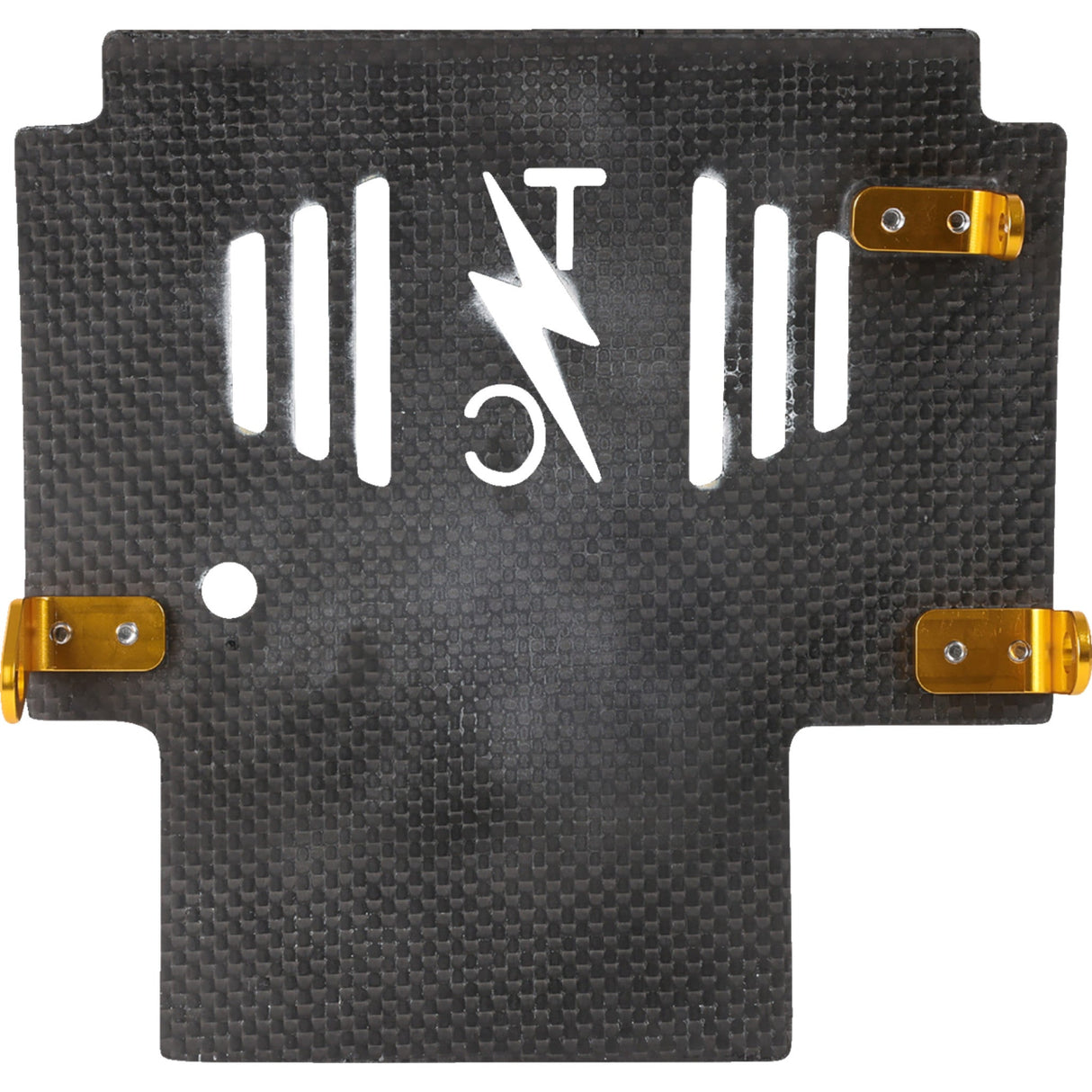 Thrashin Supply CO. Carbon Fiber Skid Plate Gloss With Gold Brackets - TSC-3034-5 For Harley Touring 2023-2026