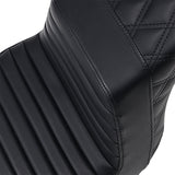 Saddlemen Step-Up Seat — Rear Lattice Stitch Front Tuck-N-Roll Black - 813-27-176 For Harley Breakout 2013-2017