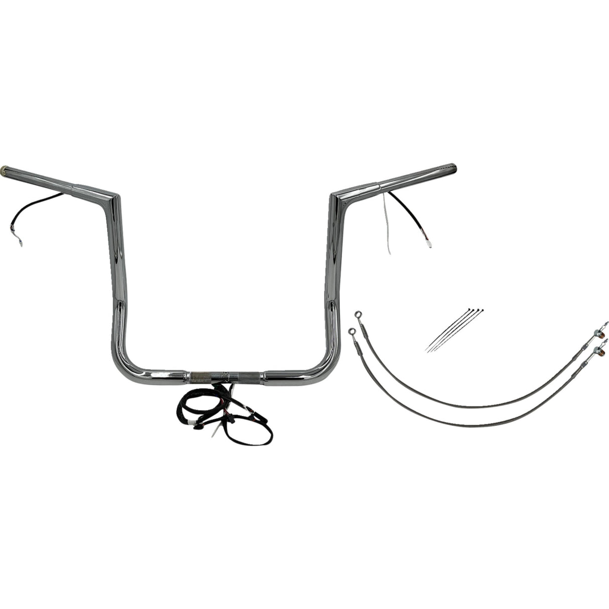 FAT Baggers INC. EZ Install Wired 1-1/4" Flat Top Handlebar Kit 14" Chrome - 701214 For Harley Touring 2014-2015