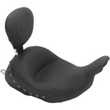 Mustang Lowdown™ Solo Seat — Includes Backrest Driver Backrest Chrome Studded - 79912 For Harley Touring 1997-2025