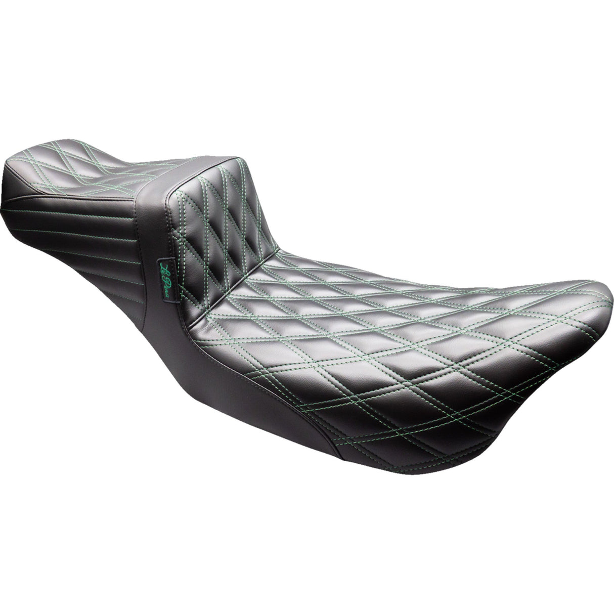 LePera Tailwhip Daddy Long Legs Seat Black Green Double Diamond Stitch - LK-587DLDD-GN08 For Harley Touring 2008-2023