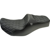 Slyfox Chariot Seat Silver Double Diamond Stitch Silver Logo - 4723D For Harley Touring 2009-2025