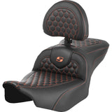 Saddlemen Honeycomb Roadsofa™ Seat With Backrest Honeycomb Orange Stitch - 823-07-189B3 For Harley Touring 2023-2026
