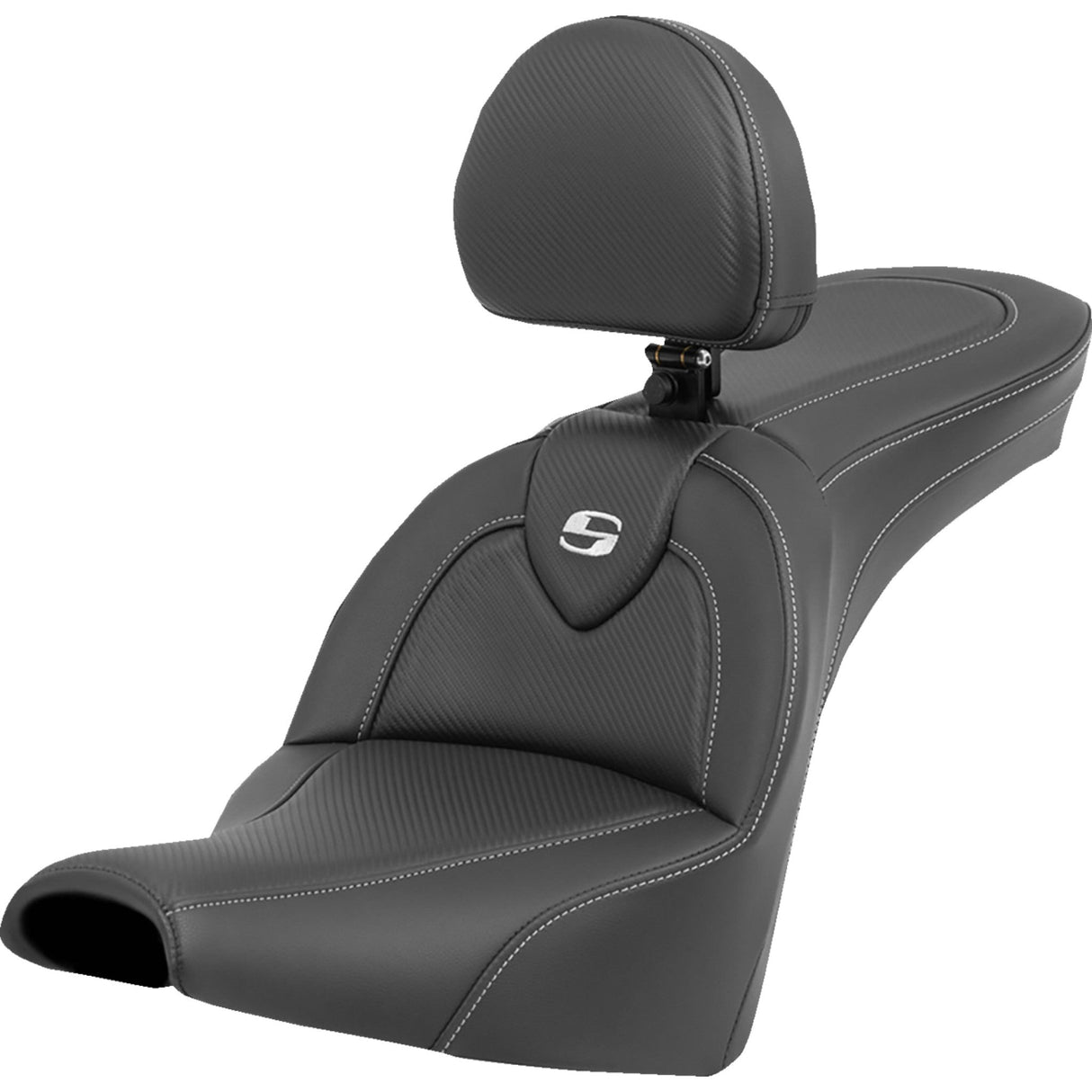 Saddlemen Roadsofa™ Carbon Fiber Seat With Backrest - 818-30-185BR For Harley Softail 2018-2025