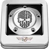 Figurati Designs Timing Cover 5 Hole Skull Contrast Cut Stainless Steel - FD27-TC-5H-SS For Harley Motorcycles 1999-2017