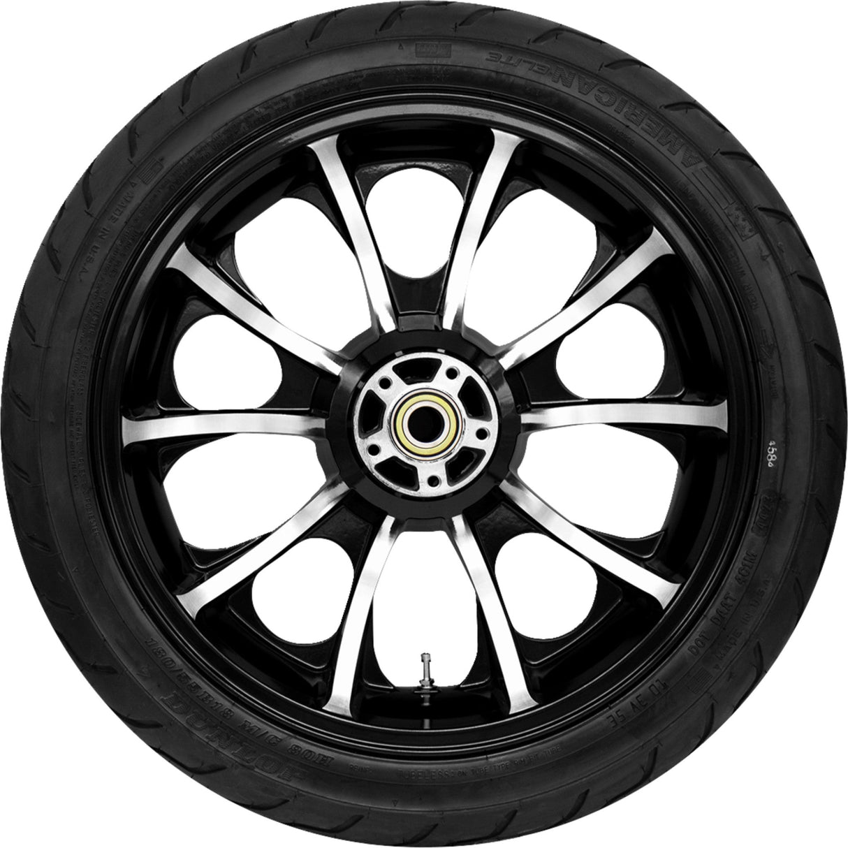 Coastal Moto Largo Wheel Rotors Tire Combination Black Cut (18") Dunlop Tire (180/55B18) - PKG-LAR185BC-ABST For Harley Touring 2009-2024