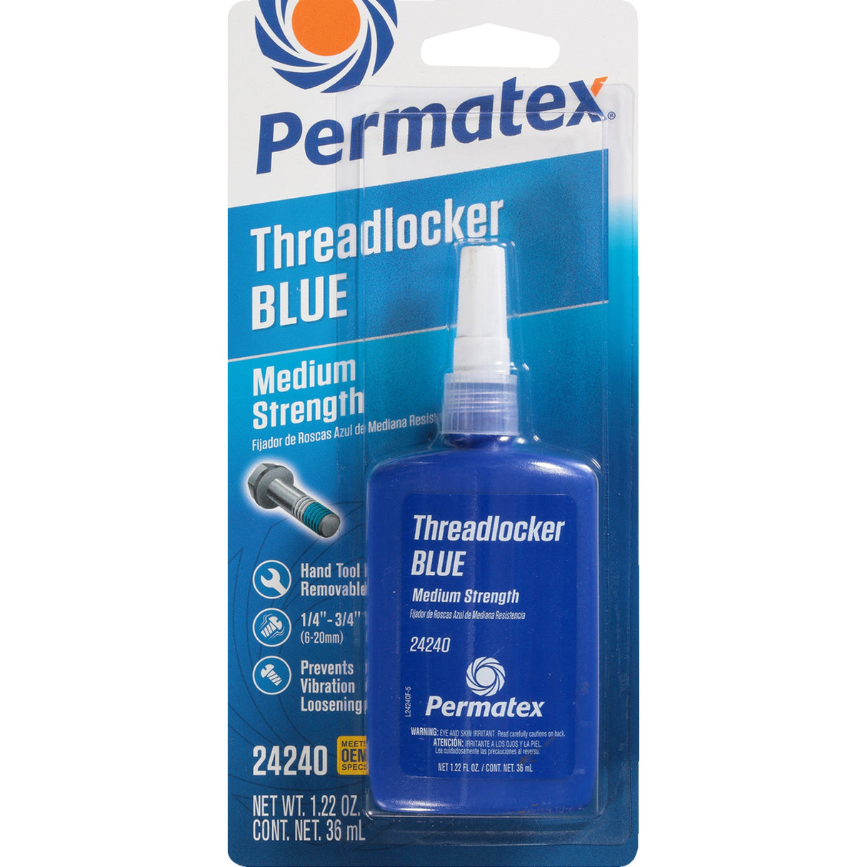PERMATEX 24240 24240 Threadlocker Blue 242 Threadlocker - Blue - 1.22 U.S. fl oz.