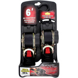 ERICKSON 3920-0419 34413 Retractable Ratcheting Tie-Downs Retractable Ratchet Tie-Downs - 6' - Black