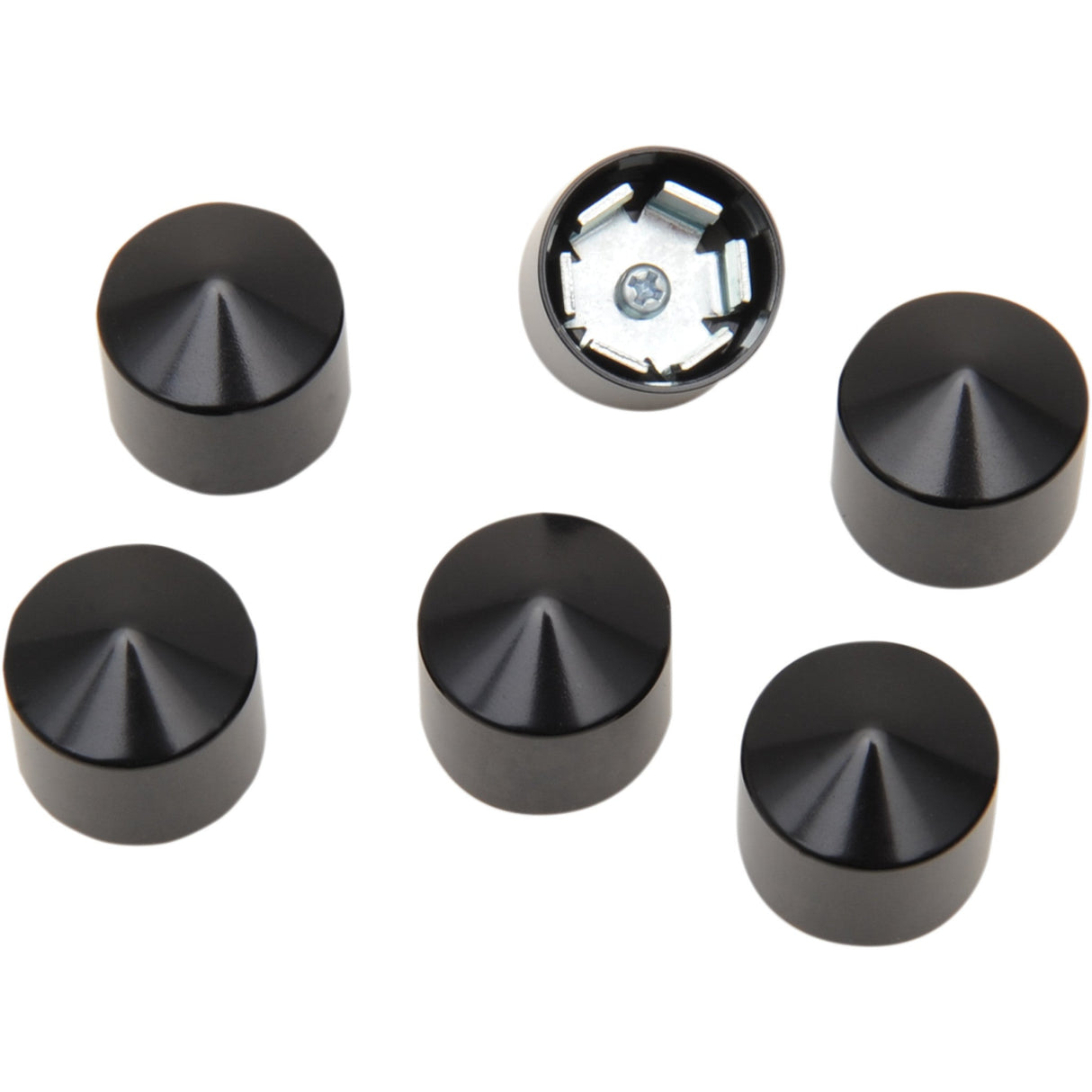 Ciro Rocker Box Bolt Caps Peaked Black - 70008 For Harley Motorcycles 1984-2026