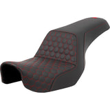 SADDLEMEN 0803-0717 A806-04-177RED Honeycomb Step-Up Seat Red Stitching - Dyna '06-'17