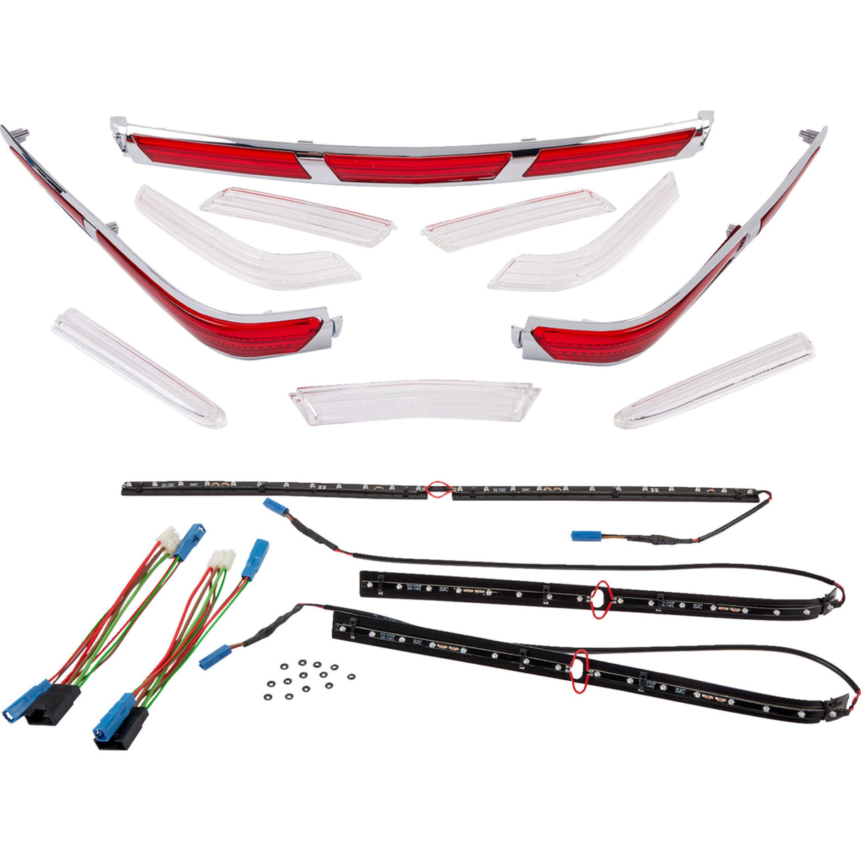 SHOW CHROME 2040-1244 52-701A LED Trunk and Saddlebag Molding Insert Kit Trunk LED Molding Inserts - '01-'10 GL1800