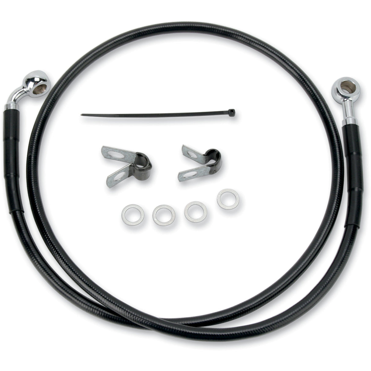 Drag Specialties Stainless Steel Brake Line Kit Front (Upper) Black For Harley Sportster 2004-2010