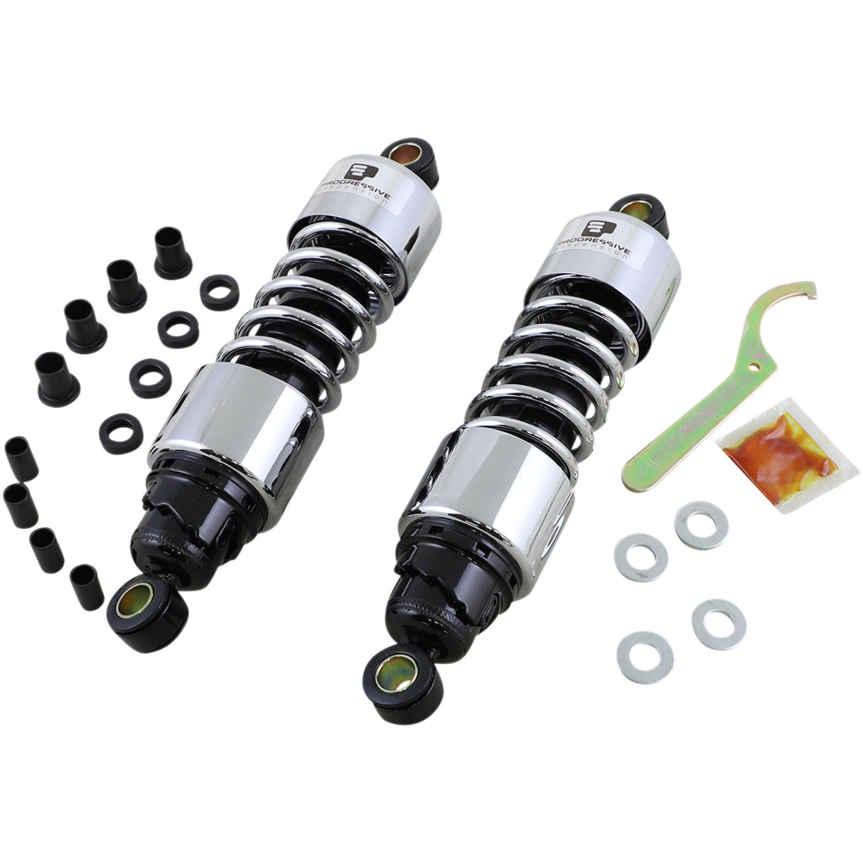 PROGRESSIVE SUSPENSION 1310-0472 412-4074C 412 Series Shocks — Chrome - 11.5" - Standard - Chrome - FLH/T