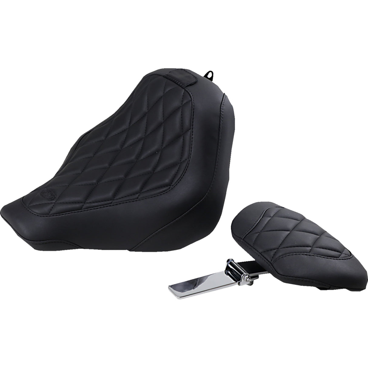 Mustang Wide Tripper™ Seat With Driver's Backrest Diamond Stitching - 83034 For Harley Softail 2018-2021