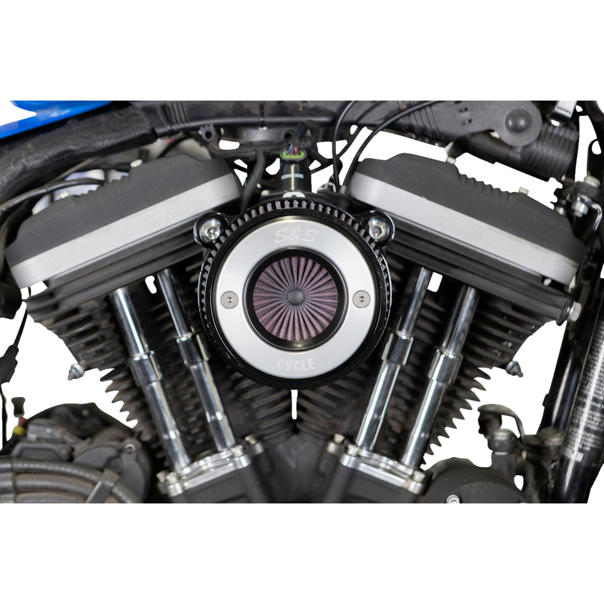 S&S Cycle Air Stinger Stealth Air Cleaner Kit Black Chrome Ring - 170-0724A For Harley Sportster 2007-2022