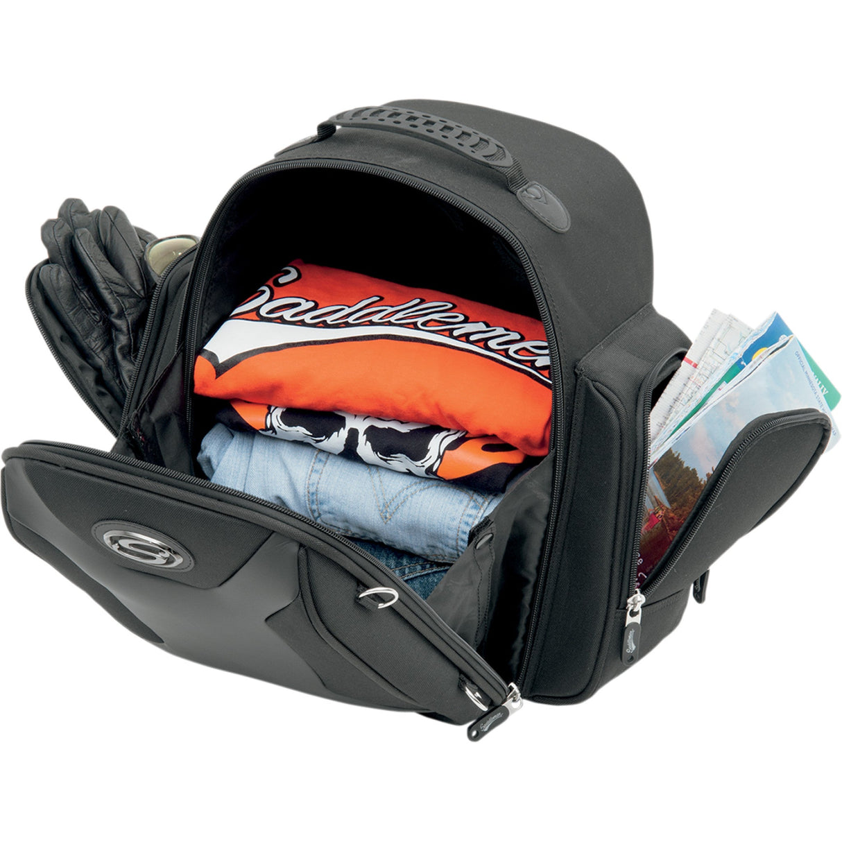 SADDLEMEN 3515-0139 EX000689 FTB1500 Sport Sissy Bar Bag Sport Sissy Bar Bag - Black