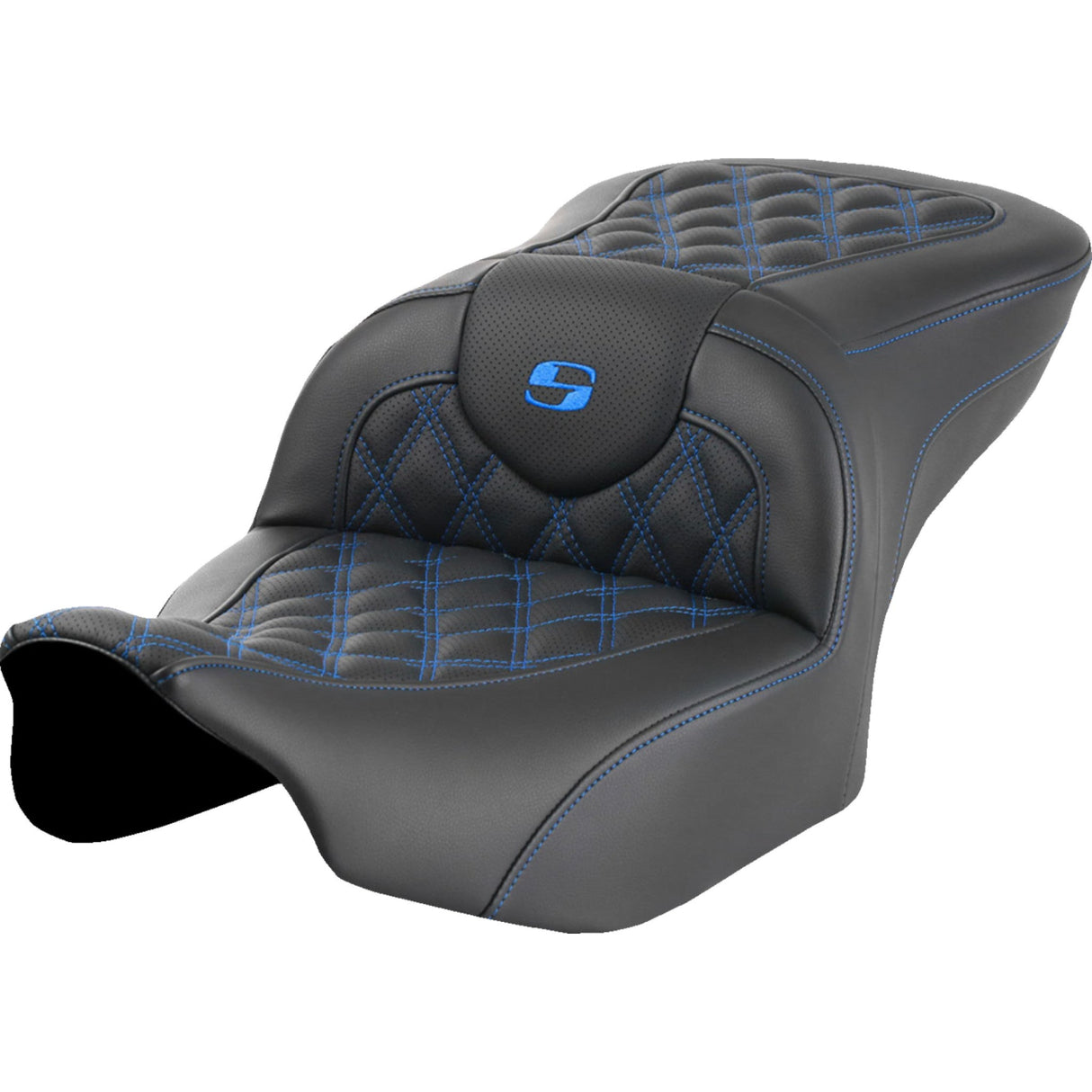 Saddlemen Roadsofa™ Lattice Stitch Seat Without Backrest Blue - 823-07-18201 For Harley Touring 2023-2026