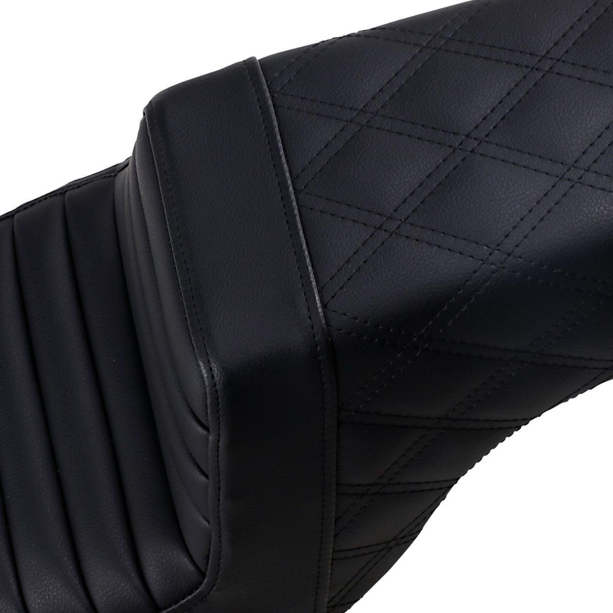 Saddlemen Step-Up Seat — Rear Lattice Stitch Front Tuck-N-Roll Black - 807-11-176 For Harley Sportster 2004-2022 (3.3G Tank)