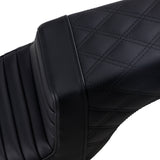 Saddlemen Step-Up Seat — Rear Lattice Stitch Front Tuck-N-Roll Black - 807-11-176 For Harley Sportster 2004-2022 (3.3G Tank)