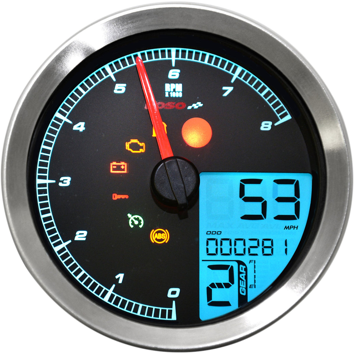 KOSO NORTH AMERICA 2211-0169 BA051201 HD-04 Speedometer/Tachometer Multi-Function Speedometer/Tachometer - HD-04 - Chrome