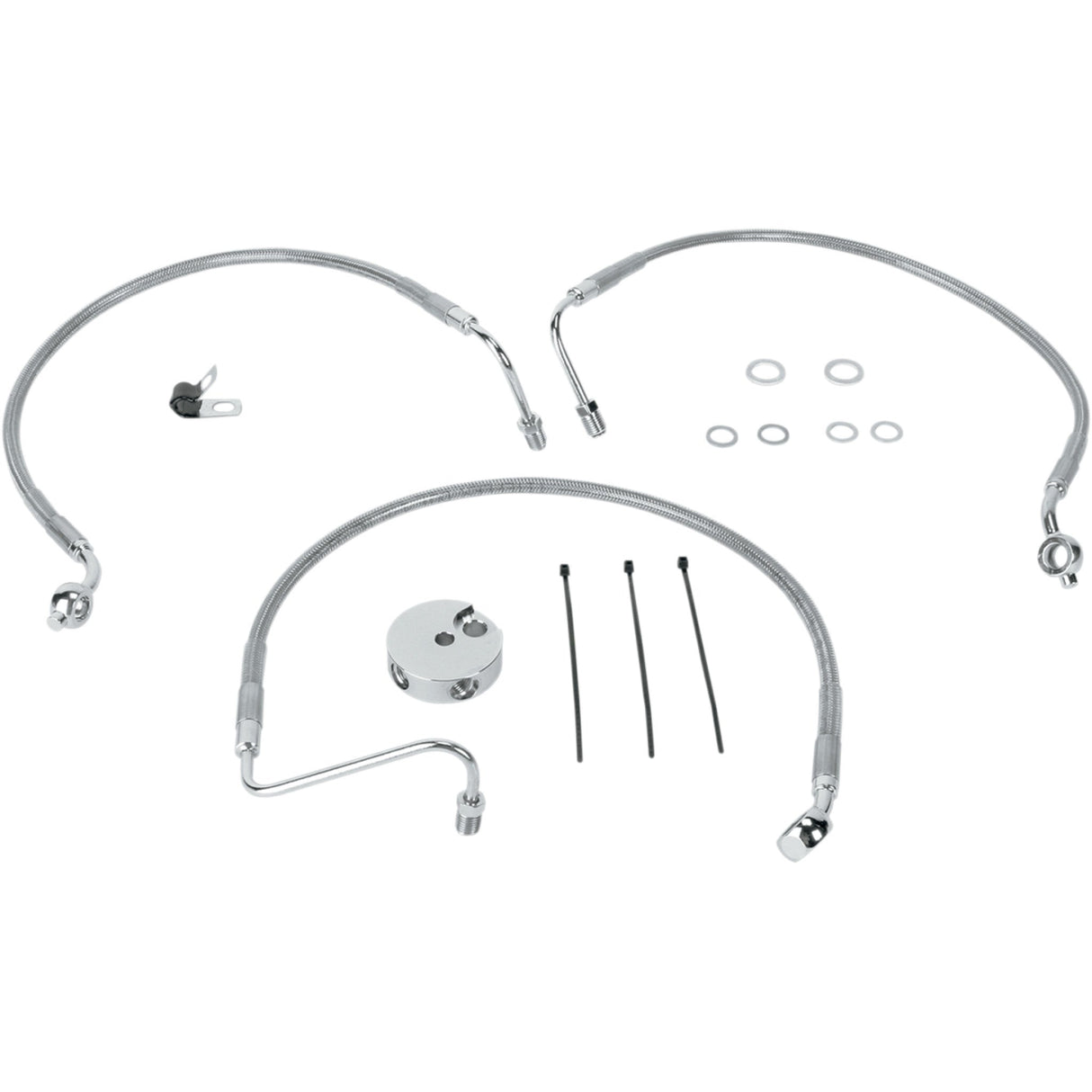 DRAG SPECIALTIES 1741-0870 Stainless Steel Brake Line Kit Brake Line - Front (Lower/Upper) - Stainless Steel